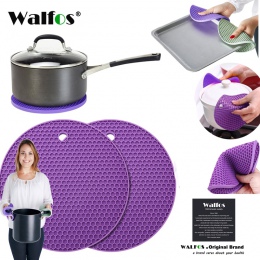 WALFOS antypoślizgowe kuchenne odporne na działanie ciepła gotowanie gorący garnek osłona z uchwytem Pad-z gumy silikonowej pokr