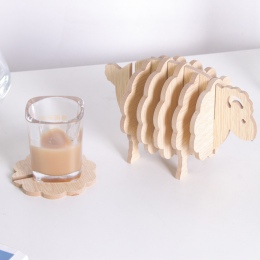 Owca kształt MDF podstawki stolik mata DIY Handmade filiżanka kawy maty kreatywny podkładka pod talerz 6 sztuk mata izolacyjna