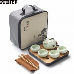 Podróżny zestaw chiński do parzenia herbaty czarki imbryk walizka taca poręczny lekki modny oryginalny