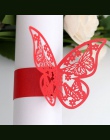 50 sztuk/zestaw motyl styl papier cięty laserowo pierścienie na serwetki serwetki posiadacze Hotel ślub sprzyja dekoracja stołu