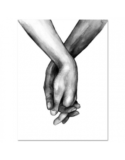 Nordic plakat czarny i biały trzymając się za ręce wydruki na płótnie kochanka cytat zdjęcia ścienny do salonu streszczenie mini