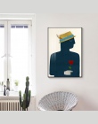 Nordic nowoczesny styl ręcznie rysowane postacie kolorowe malarstwo na płótnie plakat wystrój obrazy na ścianę do salonu sypialn