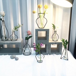 Strona główna dekoracja wazon streszczenie czarne linie minimalistyczny abstrakcyjny wazon z żelaza suszone kwiaty wazon stojaki