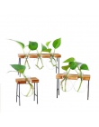 Nowe szkło vintage blat roślin Bonsai kwiat ślub domu wazon dekoracyjny drewniana podstawa Craft taca roślina hydroponiczna wazo