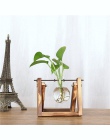 ISHOWTIENDA w stylu Vintage kreatywny roślina hydroponiczna przezroczyste wazon drewniana rama wazon do dekoracji szklany blat r