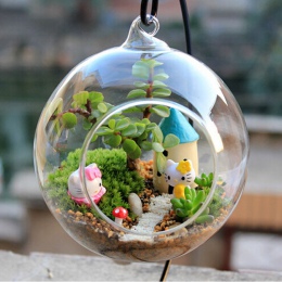 Kreatywny jasne szklane terrarium Ball Globe kształt wiszący wazon kwiat powietrze rośliny pojemnik krajobraz DIY ślubny wystrój