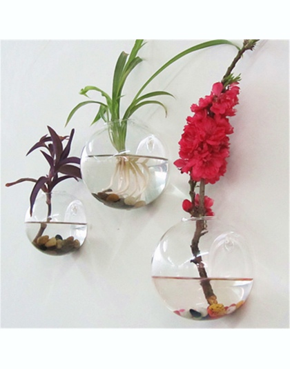 Półokrągłe ściany szklana wisząca wazon hydroponicznych Terrarium ryby zbiornik roślina kwiatowa ozdoba do domu dekoracje ślubne