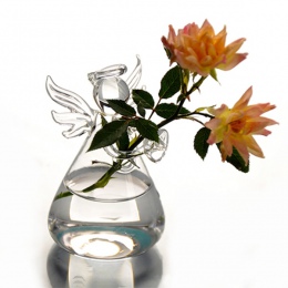 Hot śliczne jasne szkło anioł kształt kwiat roślin stojak wiszący wazon hydroponicznych Home Office Wedding Decor