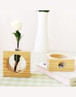 1 zestaw drewniane nowoczesny styl szklany blat roślin Bonsai kwiat ślub wazon dekoracyjny z drewnianą tacą akcesoria do dekorac