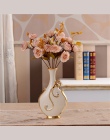 Europa ręcznie malowane pozłacane waza porcelanowa nowoczesny, zaawansowany ceramiczny kwiat wazon studium pokoju Hallway Home d