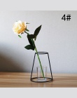 Szklany wazon na kwiaty dla domów luksusowe Nordic stylu żelaza wazon różowe złoto kształt doniczka akcesoria do dekoracji ślubn