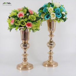 50 cm/20 ''złoty blat wazon metalowy wazon stół centralny dla Mariage metalowe kwiaty wazony do dekoracji ślubnych 005