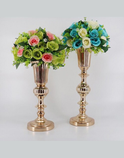 50 cm/20 ''złoty blat wazon metalowy wazon stół centralny dla Mariage metalowe kwiaty wazony do dekoracji ślubnych 005