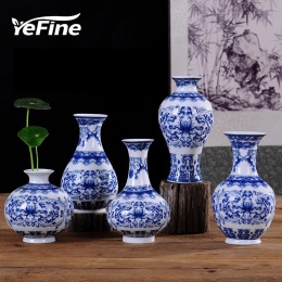 Eleganckie ceramiczne białe wazony z oryginalnymi chińskimi ornamentami w niebieskim kolorze ozdobne porcelanowe osłonki