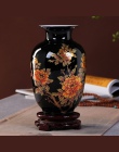 Nowy chiński styl wazon Jingdezhen czarny kryształ glazury porcelany wazon familie wzrosła wazony wystrój domu Handmade Shining