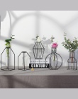 Nordic styl proste geometryczne kutego żelaza szkło przezroczyste hydroponicznych wazon pokój suszone kwiaty kompozycja kwiatowa