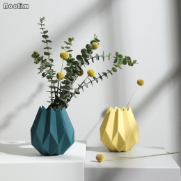 Dekoracyjne nowoczesne wazony ceramiczne na kwiaty ozdobne geometryczne szlifowanie kolor żółty zielony różowy szary