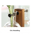 Szkło vintage roślina hydroponiczna przezroczysty wazon elegancki blat wazon drewna pojemnik na rośliny do sadzenia kwiatów do d