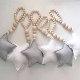 Nordic Style drewniane koraliki księżyc gwiazda serce ozdoby Dream Catcher dla dzieci pokoju dekoracje ścienne wiszące dziewczyn