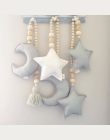 Nordic drewniane koraliki Ornament podwójny gwiazda księżyc dekoracja pokoju dla dzieci łóżeczko dziecięce namiot wiszący wisior