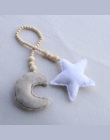 Nordic drewniane koraliki Ornament podwójny gwiazda księżyc dekoracja pokoju dla dzieci łóżeczko dziecięce namiot wiszący wisior