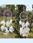 Dream Catcher okrągłe białe pióra ściany wiszące windchimes nordic dekoracji domu rzemiosła Dreamcatcher Craft prezent