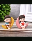 1 zestaw miłośników kochanków para krzesło figurki miniatury bajki ogród Gnome mech prezent na Walentynki żywica rzemiosło dekor
