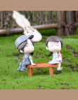 1 para miłośników kochanków para na krzesło figurki miniaturowe rzemiosło bajki ogród Gnome mech do Terrarium prezent DIY Orname