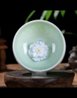 Gorąca sprzedaż Celadon chińskie Kung Fu zestaw herbaty lotosu Pu'er herbata kubki ręcznie malowane ceramiczne tłoczone smok piw
