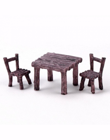 3 sztuk/zestaw stół krzesło żywica rzemiosła Micro krajobraz ozdoba bajki ogród miniaturowe Terrarium figurka Bonsai dekoracji