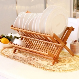 Składany bambusowy stojak na naczynia suszenia uchwyt na półkę naczynie ociekaczem do przechowywania uchwyt płyta drewniane sztu