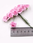 12 sztuk/partia sztuczny kwiat Mini uroczy papier Rose Handmade do dekoracji ślubnych DIY wieniec prezent Scrapbooking rzemiosło
