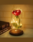 LED piękna róża i bestia zasilany z baterii czerwony kwiat ciąg światła lampy biurko romantyczne walentynki prezent urodzinowy d