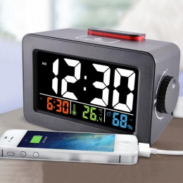 Oryginalny nowoczesny wielofunkcyjny podświetlany budzik wyświetlacz LED cyfrowy zegar data temperatura