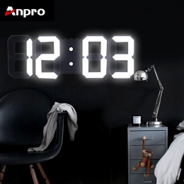 Anpro 3D duży LED cyfrowy zegar ścienny data czas celsjusza Nightlight wyświetlacz tabeli pulpitu zegary budzik z salonu