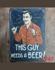 Człowiek jaskinia Vintage Metal plakat na zdrowie zimne piwo Retro naklejki ścienne wystrój domu do Bar Pub klub panie noc plaki