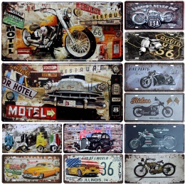 Gorący motocykl samochód metalowy tablicy rejestracyjnej Vintage Home Decor plakietka emaliowana Bar Pub garaż dekoracyjne metal