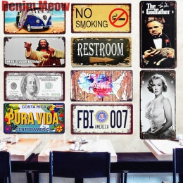 Ameryka FBI 007 samochodu metalowa tablica rejestracyjna Vintage Home Decor plakietka emaliowana Bar Pub garaż dekoracyjne metal