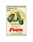 W stylu Vintage naklejki do dekoracji wnętrz Vespa skuter cyny znak Wall Art plakat do Pub Bar garażu salon sklep metalowe płytk