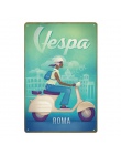 W stylu Vintage naklejki do dekoracji wnętrz Vespa skuter cyny znak Wall Art plakat do Pub Bar garażu salon sklep metalowe płytk