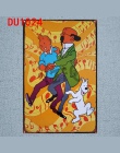 Tintin Cartoon plakietki emaliowane metalowa tablica ścienna Pub dla dzieci pokój Home Art Party wystrój w stylu Vintage żelazo 