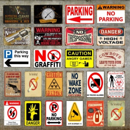 Ostrzeżenie nie Parking metalowe tabliczki plakietka emaliowana ostrzegają niebezpieczeństwo zakaz palenia Wall Art malarstwo ta