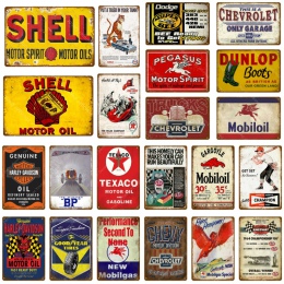 Olej silnikowy i benzyny metalowe tabliczki motocykli samochodów Trucks opony garażu wystrój tablica dekoracyjna plakat artystyc