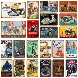 Klasyczne Ariel motocykli metalowe plakietki emaliowane Vespa Electrombile plakat do garażu klub sklep Home Decor rocznika dekor