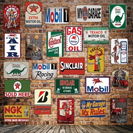 [Mike86] TEXACO MOBIL Castrol Sinclair ESSO olej silnikowy metalowy znak tablica dekoracyjna plakat malarstwo dekoracje świątecz