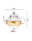 Wysokiej jakości odporne na ciepło szklany dzbanek do herbaty, praktyczna butelka herbata kwiatowa kubek szklany imbryk z zaparz
