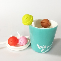 Kreatywny Lollipop kształt krzemu słodka zaparzacz do herbaty cukierki Lollipop luźne liści kubek sitko kubek stroma do herbaty 