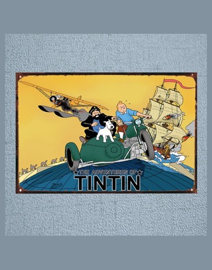 Tintin film animowany plakietka emaliowana metalowa płyta żelaza malarstwo ścienne dla dzieci pokój Bar kawiarnia domu sztuki rz