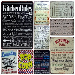 [InFour +] zasady kuchni metalowe tabliczki rodziny zasady wystrój domu w stylu Vintage plakietki emaliowane Pub w stylu Vintage