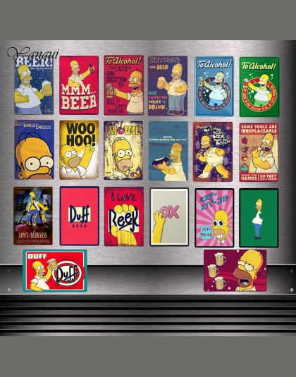 Piwa Duff do alkoholu dostosowane metalowe tabliczki simpsonowie plakat jeść więcej pączków naklejki ścienne w stylu Vintage dek